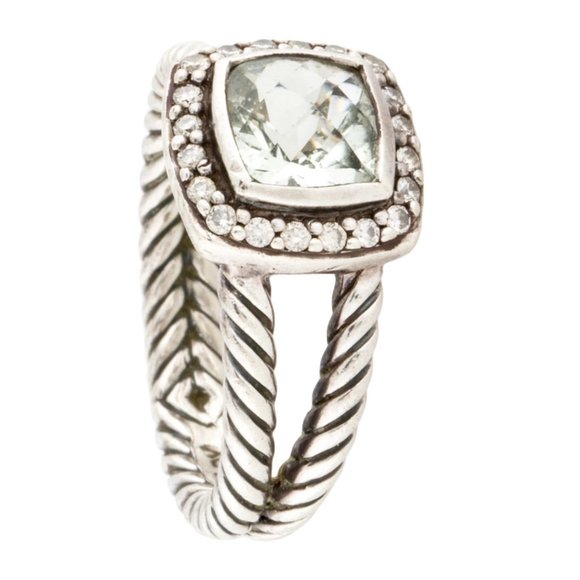 David Yurman Prasiolite Diamond and 925 Sterling Silver Ring - Picture 3 of 13